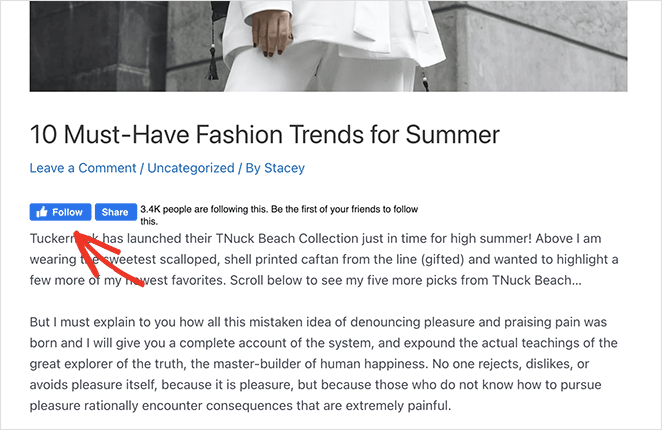 pulsante mi piace di facebook prima del contenuto SeedProd Add a facebook like button to your site before post content
