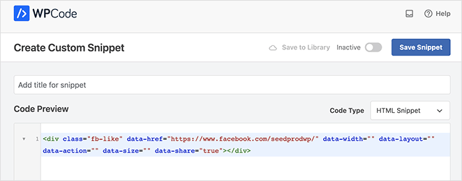 pastecustomfacebookcodesnippet SeedProd Paste second Facebook like button code snippet