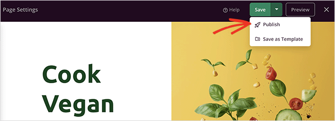 pubblicare pagina di destinazione SeedProd Publish your landing page with facebook like button