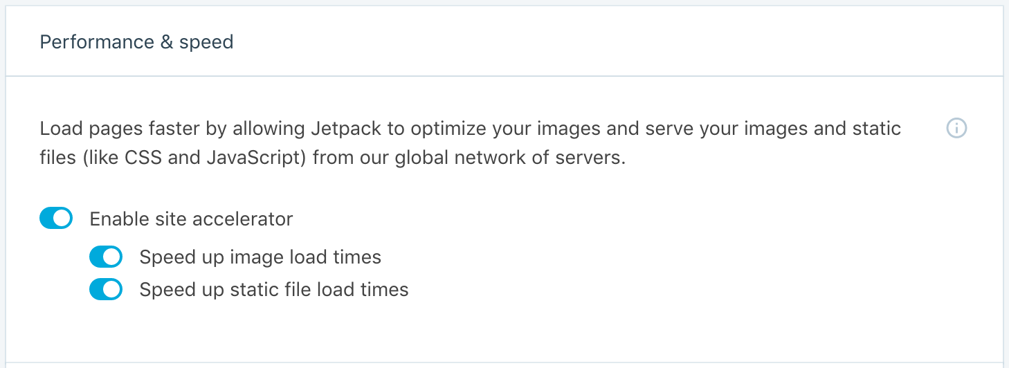 Configurações de CDN do Jetpack