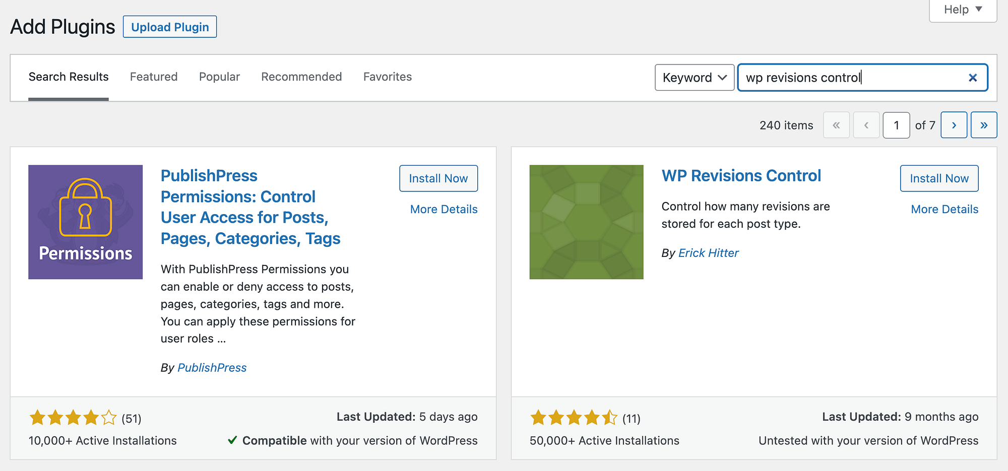 Installa WP Revisions Control