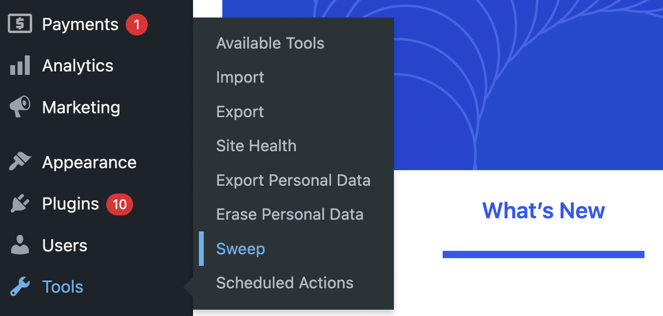 Accesso a WP-Sweep