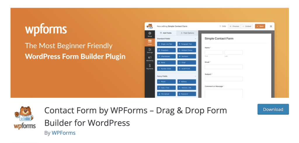wpforms generatore di moduli per wordpress