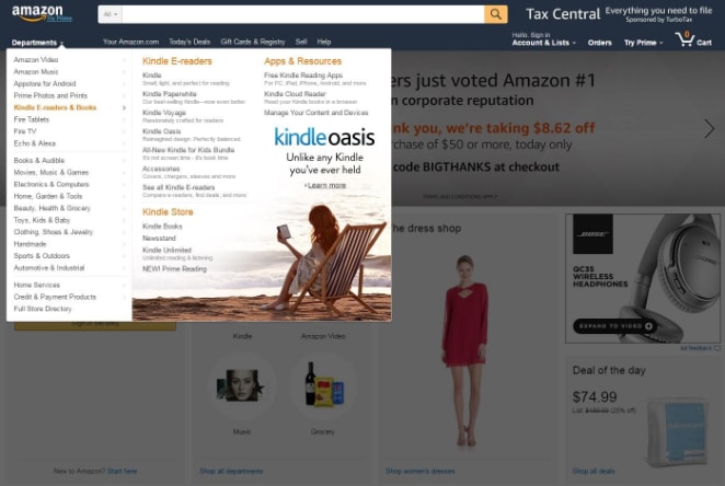 Eine Amazon-Homepage