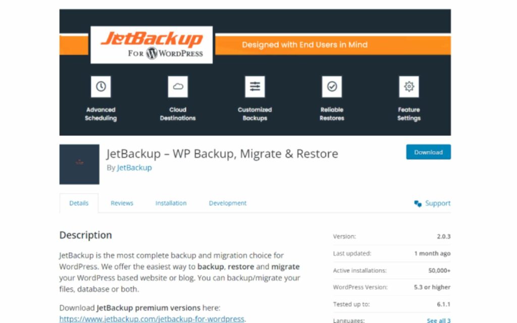 Die 9 besten Backup-WordPress-Plugins für vollständige Website-Sicherheit (2023) 8 JetBackup