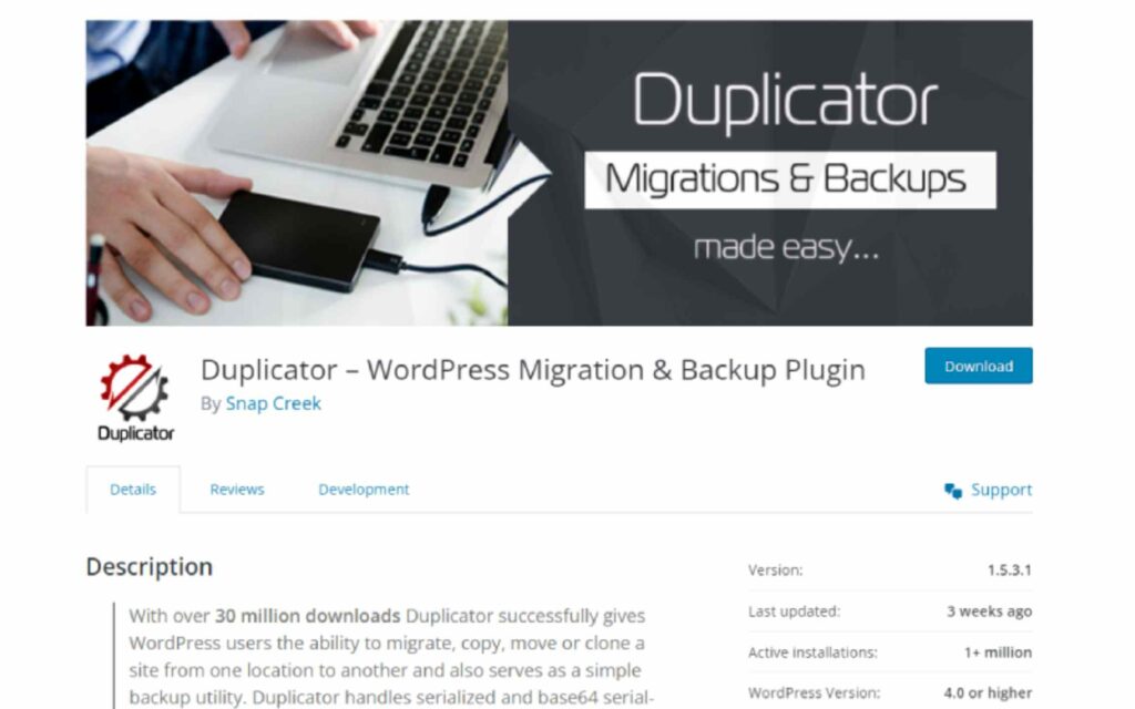 Die 9 besten Backup-WordPress-Plugins für vollständige Website-Sicherheit (2023) 3 Duplicator