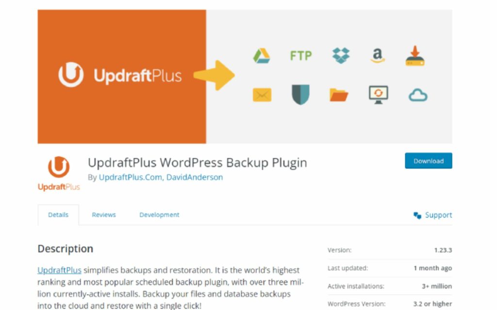 Die 9 besten Backup-WordPress-Plugins für vollständige Website-Sicherheit (2023) 2 UpdraftPlus