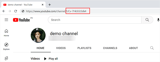 Kopieren Sie den Code nach Kanal oder Benutzer in die URL Copy the code after channel or user in the URL