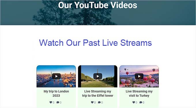 Vorschau der YouTube-Feed-Seite YouTube Feed Page preview