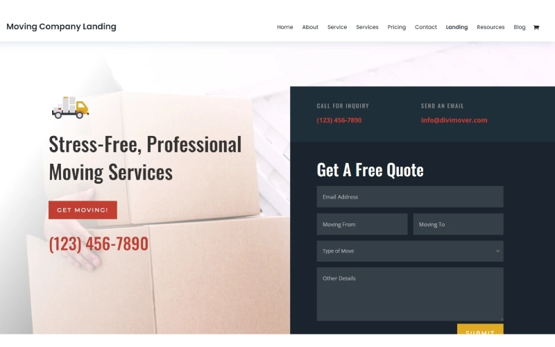 Ponad 13 najlepszych motywów WordPress dla firm logistycznych 4 Divi Moving company