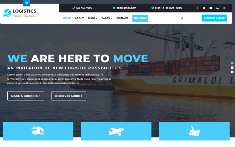 Ponad 13 najlepszych motywów WordPress dla firm logistycznych 11 Themesclaiber Logistic transport
