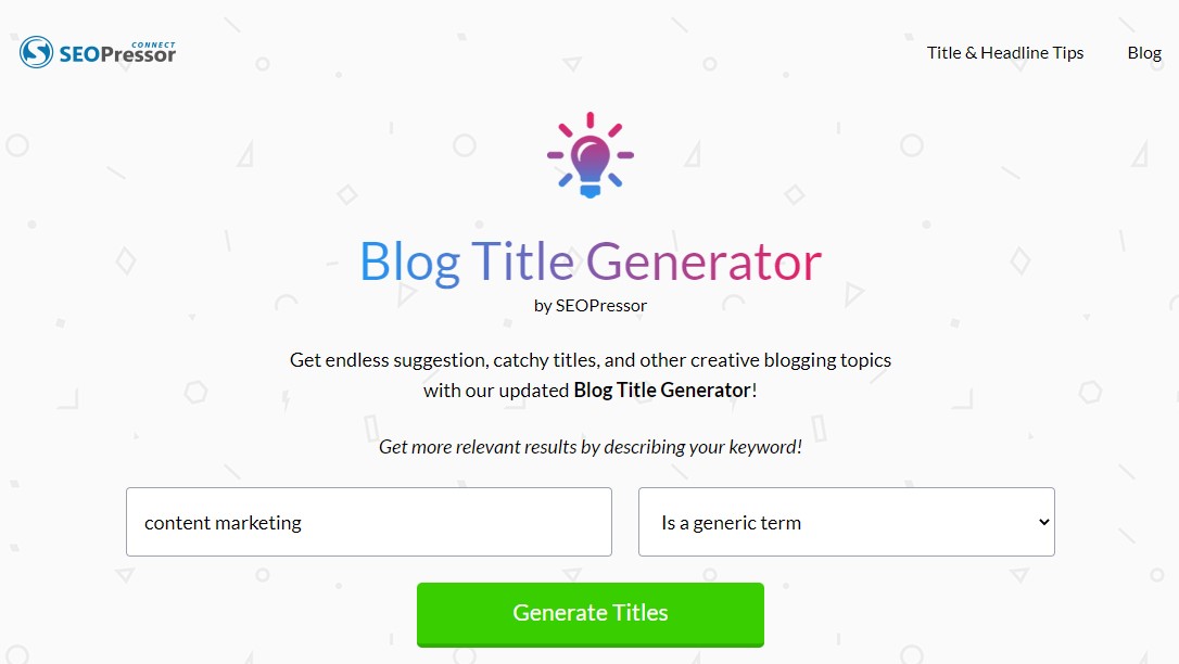 Generatore di titoli per blog SEOPressor