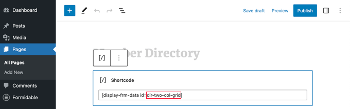Shortcode pentru a afișa directorul ca grilă Shortcode to Display the Directory as a Grid