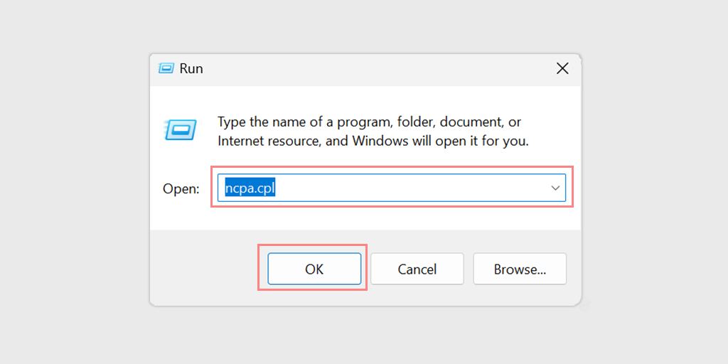 如何修复 DNS_PROBE_FINISHED_NO_INTERNET 错误? 7 Run Dialogue Box