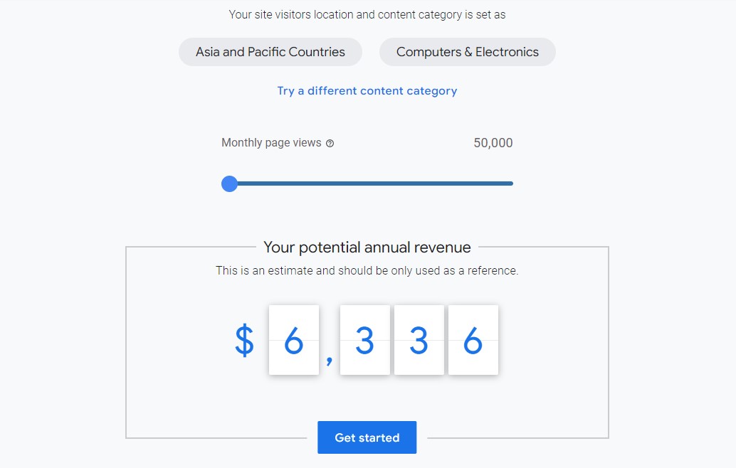 Kalkulator przychodów AdSense