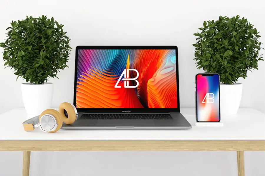 نموذج iPhone X و Macbook Pro الحديث الإصدار 2 -