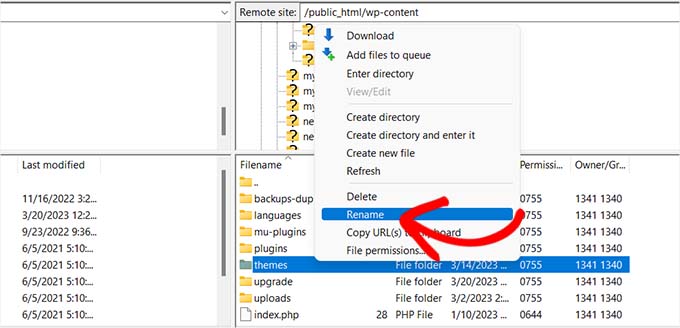 重命名主题文件夹 Rename themes folder
