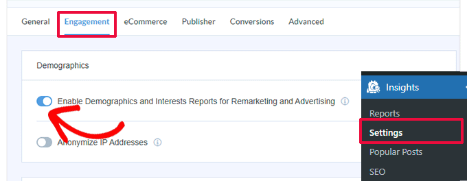 MonsterInsights で人口統計をオンにする Turn on demographics in MonsterInsights