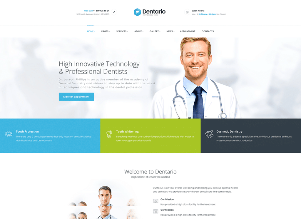Dentario - ธีม WordPress ทันตแพทย์ การแพทย์ และการดูแลสุขภาพ