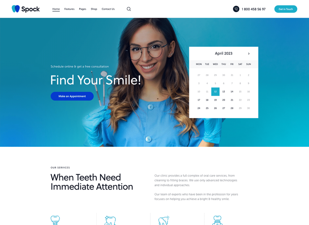 สป็อค - ธีม WordPress หลายสกิน Elementor แพทย์