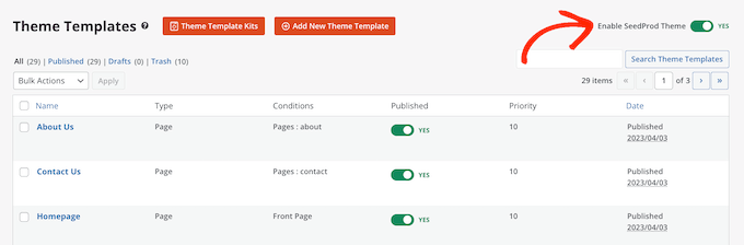 在 WordPress 中启用模板工具包 Enabling a template kit in WordPress
