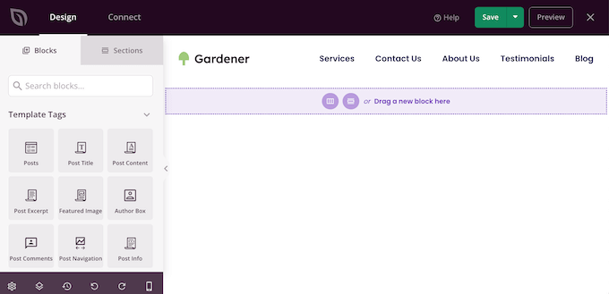 向网站模板部分添加块 Adding blocks to a website template part