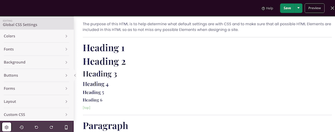 更改模板工具包的全局 CSS 设置 Changing a template kit's global CSS settings