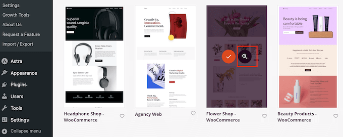 使用 SeedProd 预览网站入门工具包 Previewing a website starter kit using SeedProd