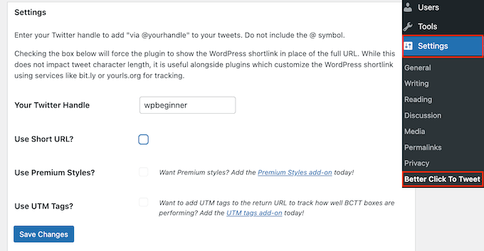 配置更好的 Click to Tweet WordPress 插件 Configuring the Better Click to Tweet WordPress plugin
