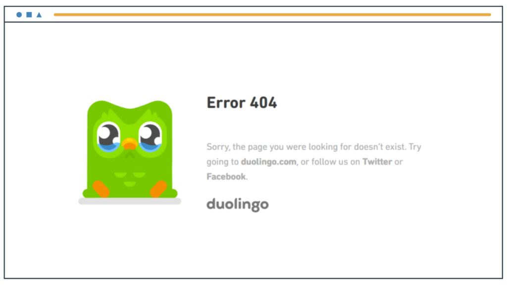 Duolingo'nun yeşil baykuşlu 404 hata sayfası