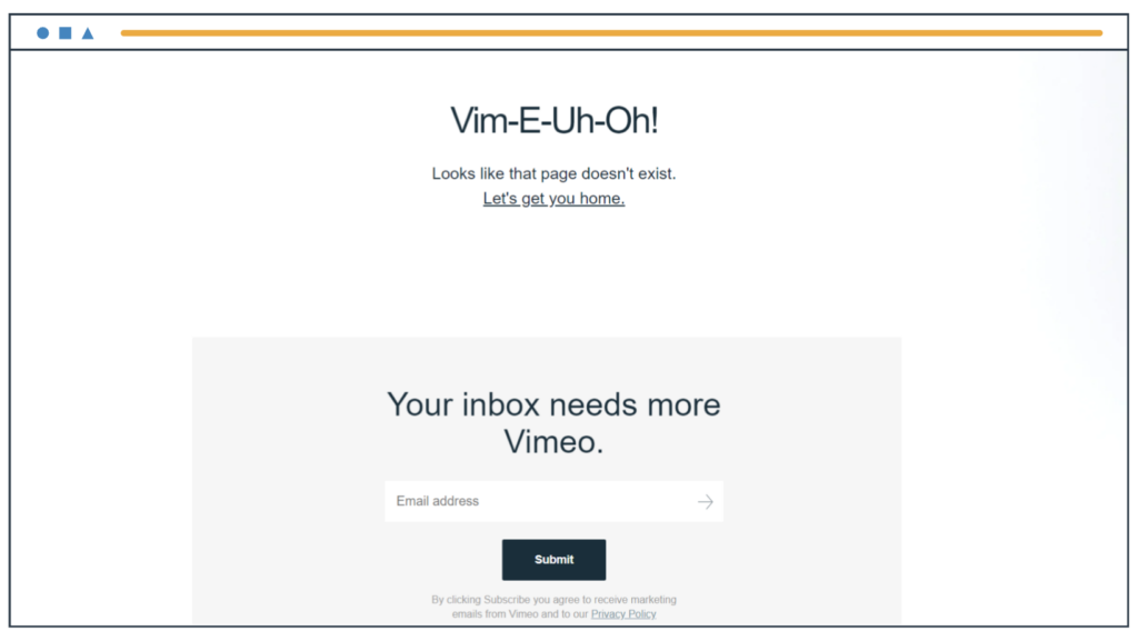 Vimeo'nun 404 hata sayfası