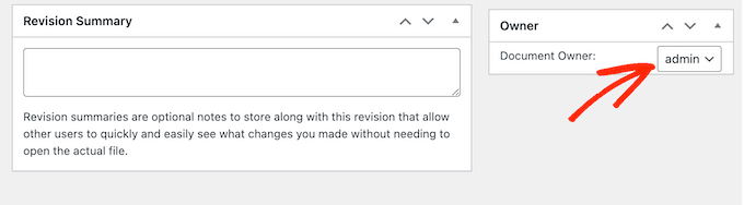 Mengubah pemilik dokumen di area admin WordPress Changing a document owner's in the WordPress admin area