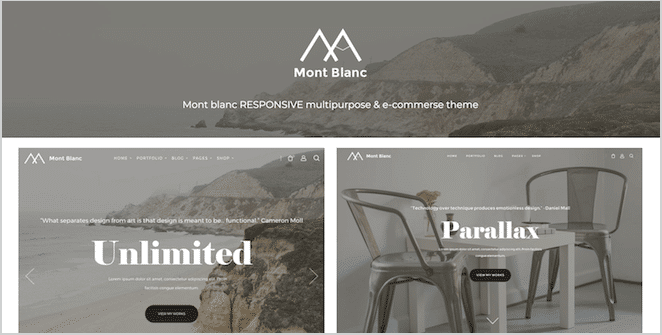 vista previa del sitio web del tema most blanc del sitio web comercial de una página