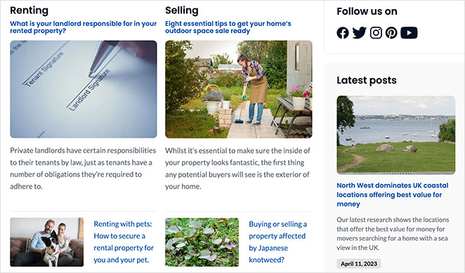 realestatewebsiteblogpage SeedProd real estate website blog page example