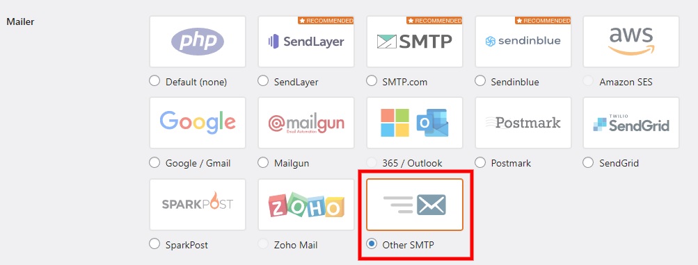 smtp mailer настроить параметры WordPress SMTP