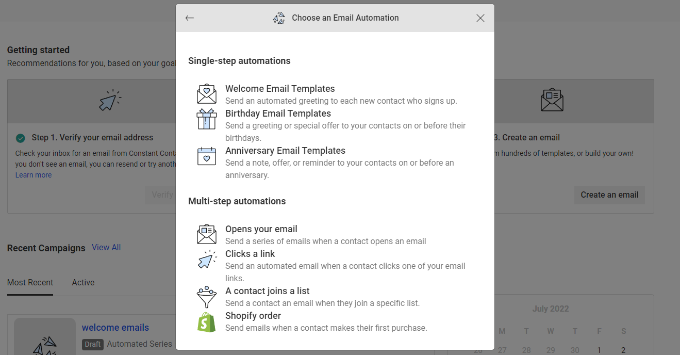 Pilih otomatisasi email