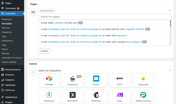 Pemicu dan Tindakan Automator Luar Biasa untuk WooCommerce Uncanny Automator Triggers and Actions for WooCommerce