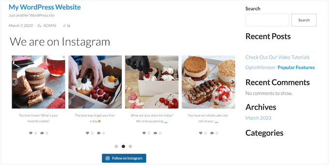 Contoh slider Instagram An example of an Instagram slider