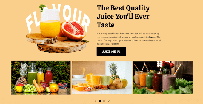 Contoh penggeser, dibuat menggunakan SeedProd An example of a slider, created using SeedProd
