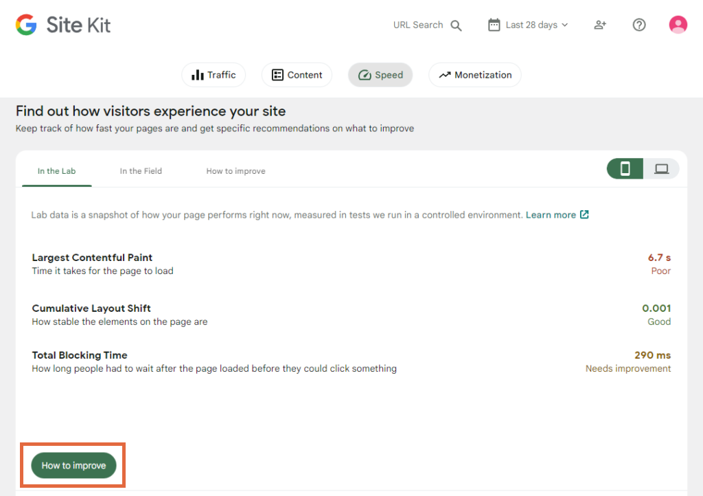Dasbor Google Site Kit di WordPress