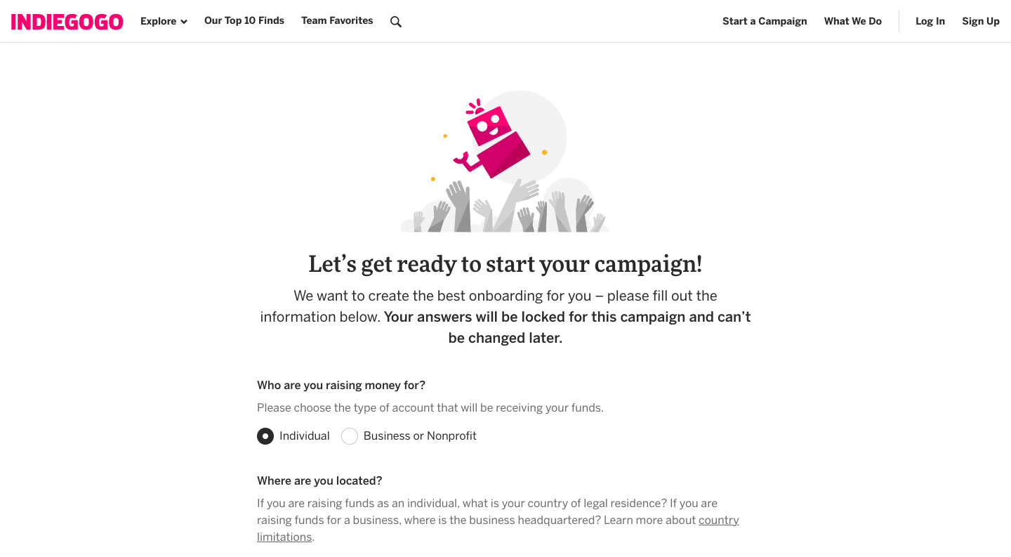 在 Indiegogo 上發起眾籌活動