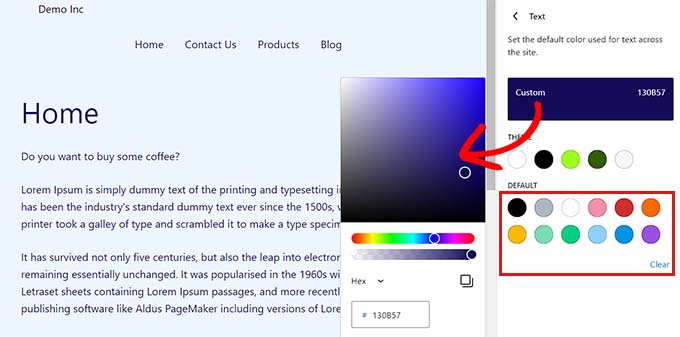 カラーピッカーを使用してテキストの色を変更する Change text color using color picker
