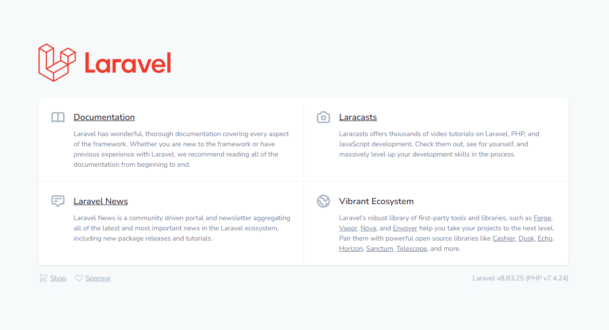 หน้า Landing Page ของ Laravel