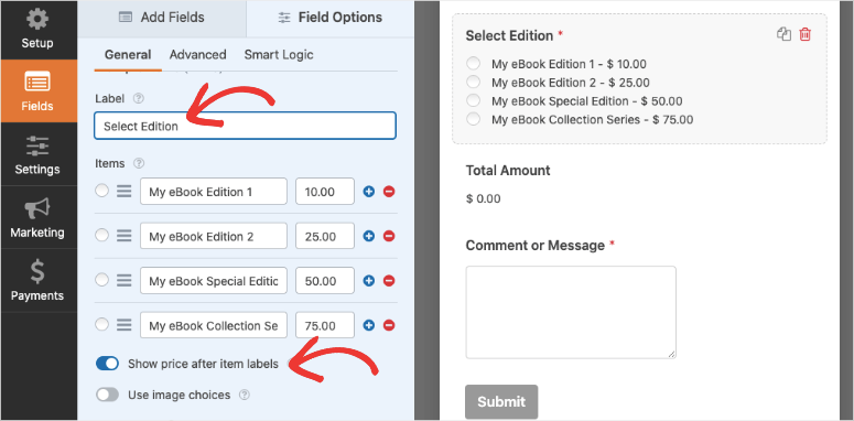 mostrar precio en artículos wpforms - IsItWP - Detector de temas gratuito de WordPress show price in items wpforms