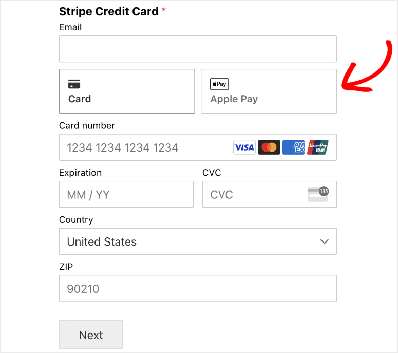 Stripe Field con Apple Pay - WPForms - IsItWP - Detector de temas de WordPress gratuito publish form stripe apple pay