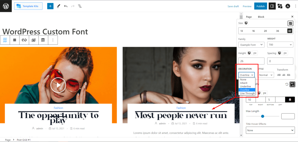 WordPress カスタム フォントを追加する方法: タイポグラフィを完全にコントロールする 22 Font Overline Decoration