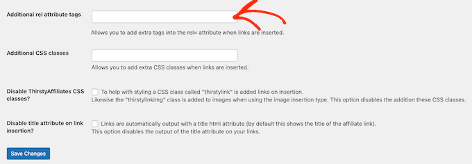 Adicionando atributos rel a um link ThirstyAffiliates Adding rel attributes to a ThirstyAffiliates link