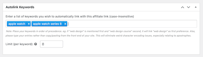 Palavras-chave com links automáticos usando ThirstyAffiliates Autolinking keywords using ThirstyAffiliates