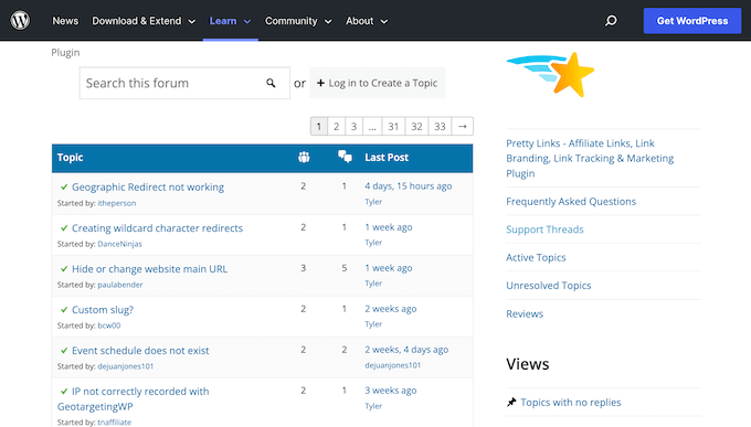 Um fórum de suporte gratuito no repositório oficial do WordPress A free support forum on the official WordPress repository