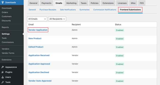 Correos electrónicos de envíos de frontend de EDD EDD Frontend Submissions Emails
